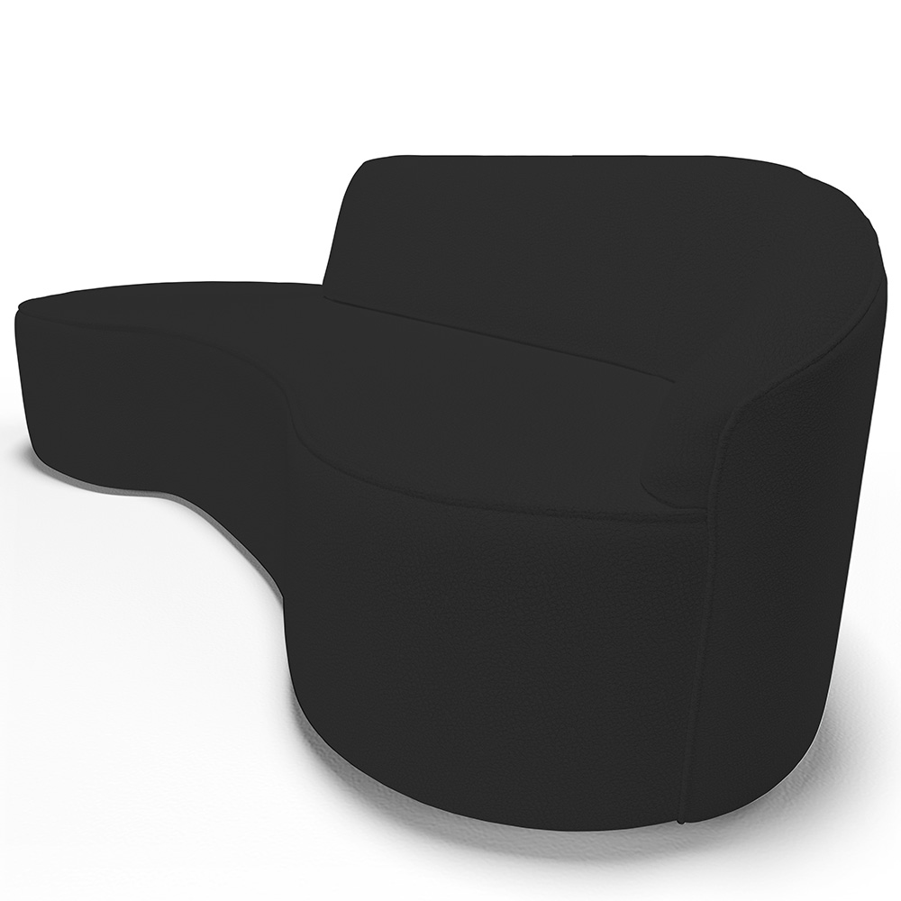 Sofá 4 Lugares Curvo Sala de Estar Living Firenze Direito D02 Corano Preto 280 cm C-05 - Lyam