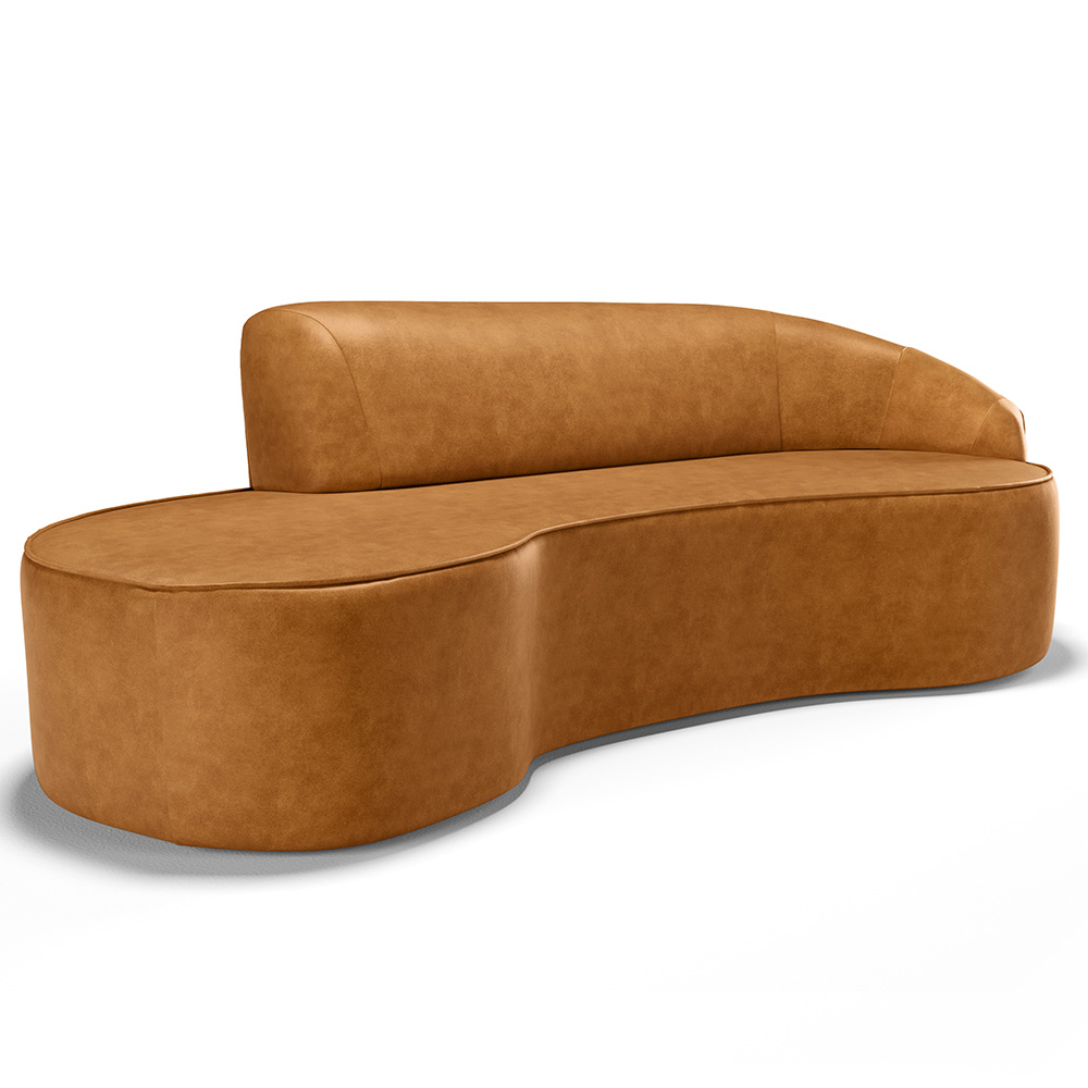 Sofá 4 Lugares Curvo Sala de Estar Living Firenze Direito D02 Couríssimo Whisky 260 cm B-90 - Lyam