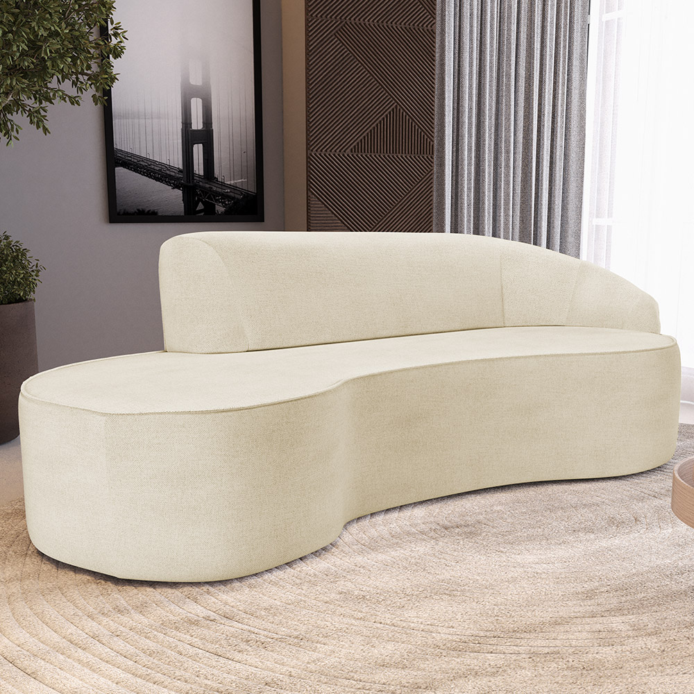 Sofá 4 Lugares Curvo Sala de Estar Living Firenze Direito D02 Linho Bege 260 cm D-463 - Lyam