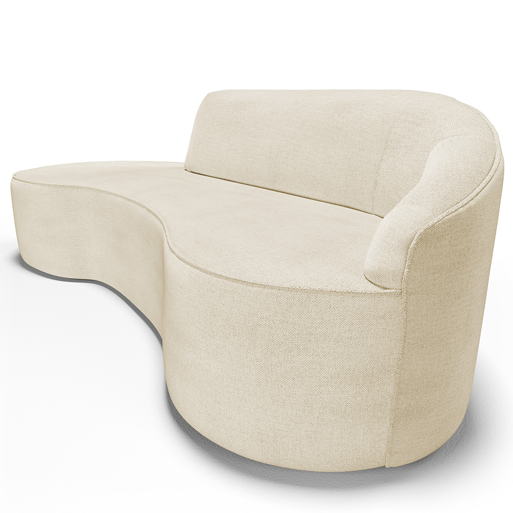 Sofá 4 Lugares Curvo Sala de Estar Living Firenze Direito D02 Linho Bege 260 cm D-463 - Lyam