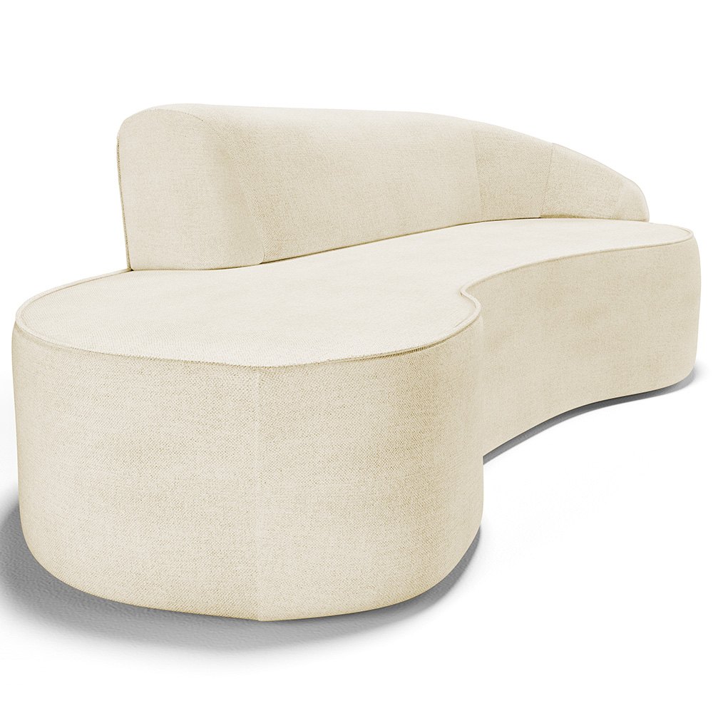Sofá 4 Lugares Curvo Sala de Estar Living Firenze Direito D02 Linho Bege 260 cm D-463 - Lyam