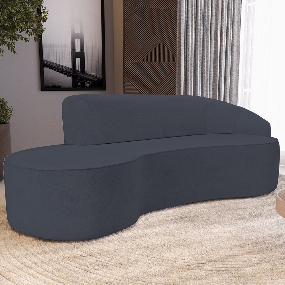 Sofá 4 Lugares Curvo Sala de Estar Living Firenze Direito D02 Linho Chumbo 260 cm D-465 - Lyam