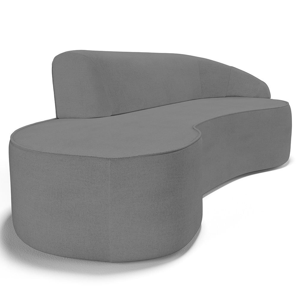 Sofá 4 Lugares Curvo Sala de Estar Living Firenze Direito D02 Linho Cinza Escuro 280 cm C-416 - Lyam