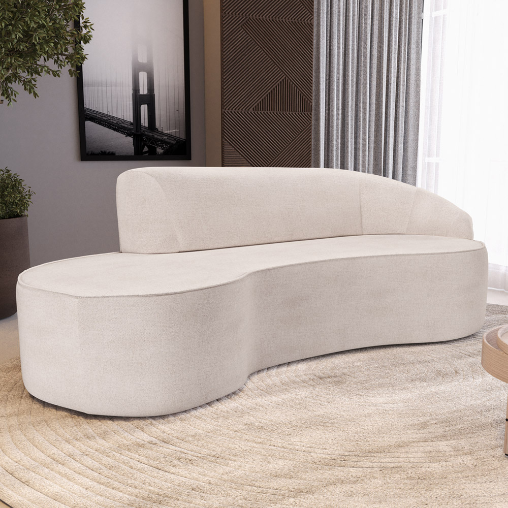 Sofá 4 Lugares Curvo Sala de Estar Living Firenze Direito D02 Linho Cru 280 cm D-461 - Lyam
