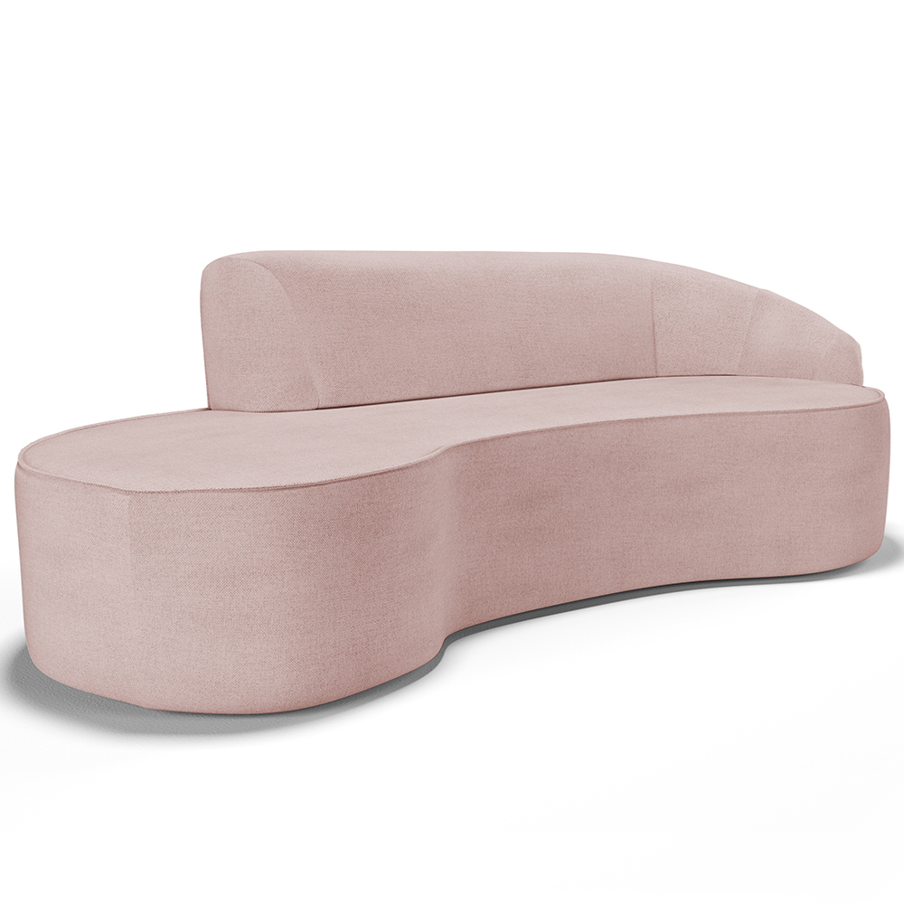 Sofá 4 Lugares Curvo Sala de Estar Living Firenze Direito D02 Linho Rosê 280 cm C-105 - Lyam