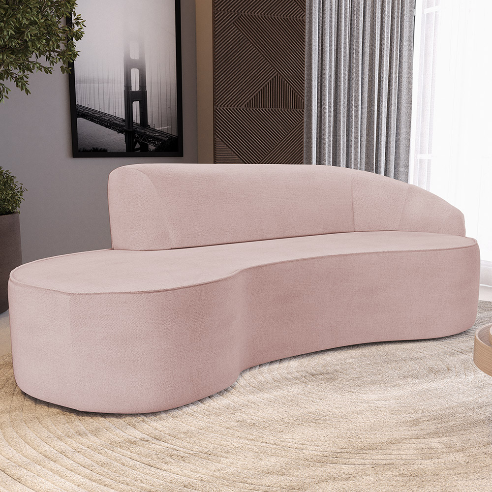 Sofá 4 Lugares Curvo Sala de Estar Living Firenze Direito D02 Linho Rosê 280 cm C-105 - Lyam