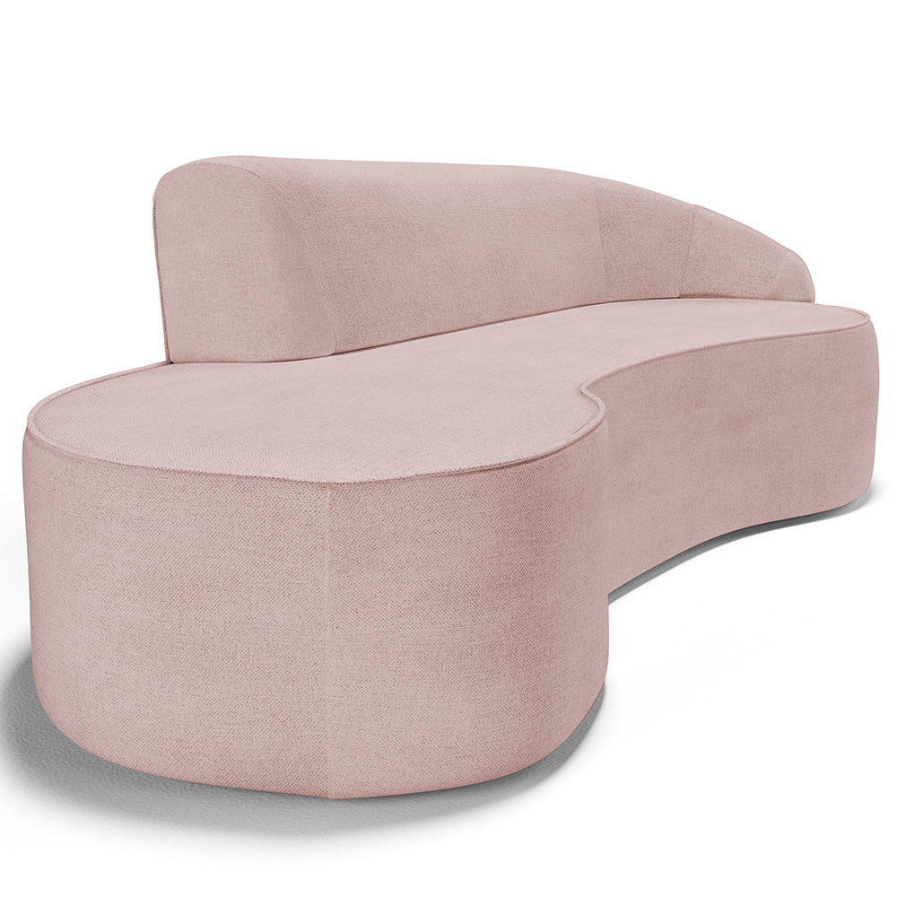 Sofá 4 Lugares Curvo Sala de Estar Living Firenze Direito D02 Linho Rosê 280 cm C-105 - Lyam