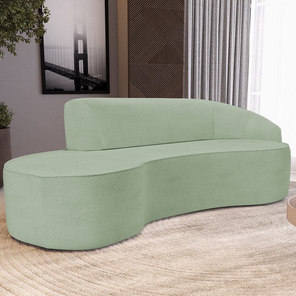Sofá 4 Lugares Curvo Sala de Estar Living Firenze Direito D02 Linho Verde 280 cm D-477 - Lyam