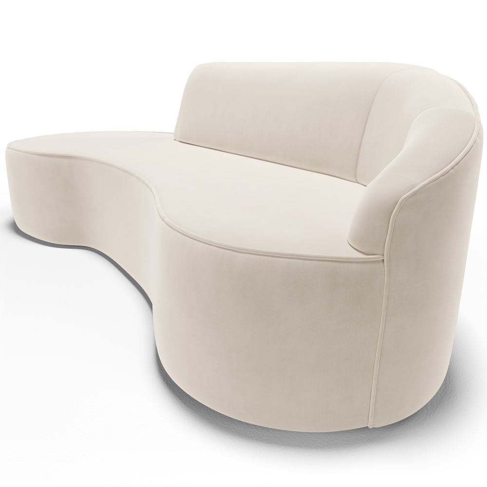 Sofá 4 Lugares Curvo Sala de Estar Living Firenze Direito D02 Veludo Bege 260 cm C-309 - Lyam