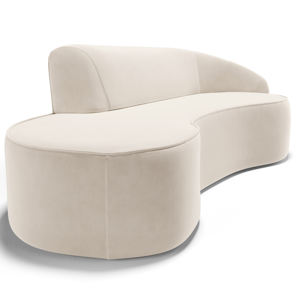 Sofá 4 Lugares Curvo Sala de Estar Living Firenze Direito D02 Veludo Bege 260 cm C-309 - Lyam