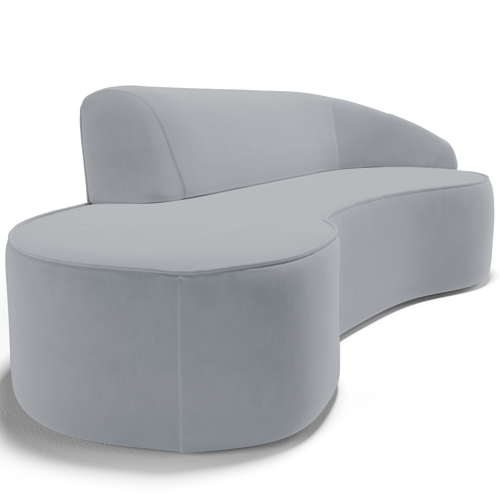 Sofá 4 Lugares Curvo Sala de Estar Living Firenze Direito D02 Veludo Cinza 260 cm C-317 - Lyam