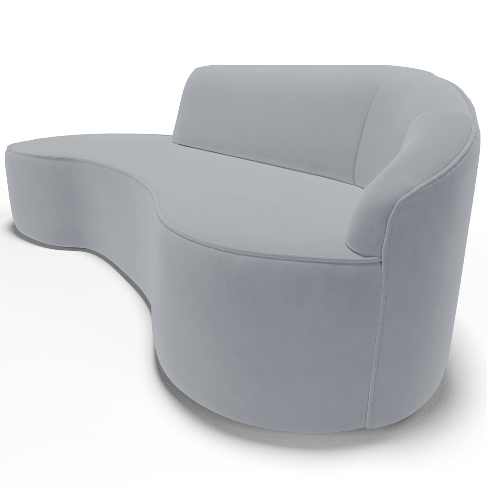 Sofá 4 Lugares Curvo Sala de Estar Living Firenze Direito D02 Veludo Cinza 280 cm C-317 - Lyam