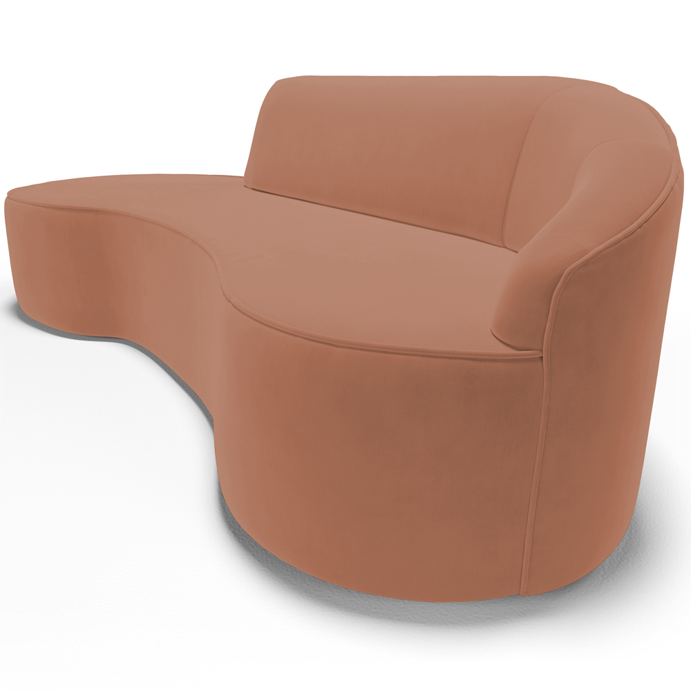 Sofá 4 Lugares Curvo Sala de Estar Living Firenze Direito D02 Veludo Marrom Canela 280 cm C-276 - Lyam