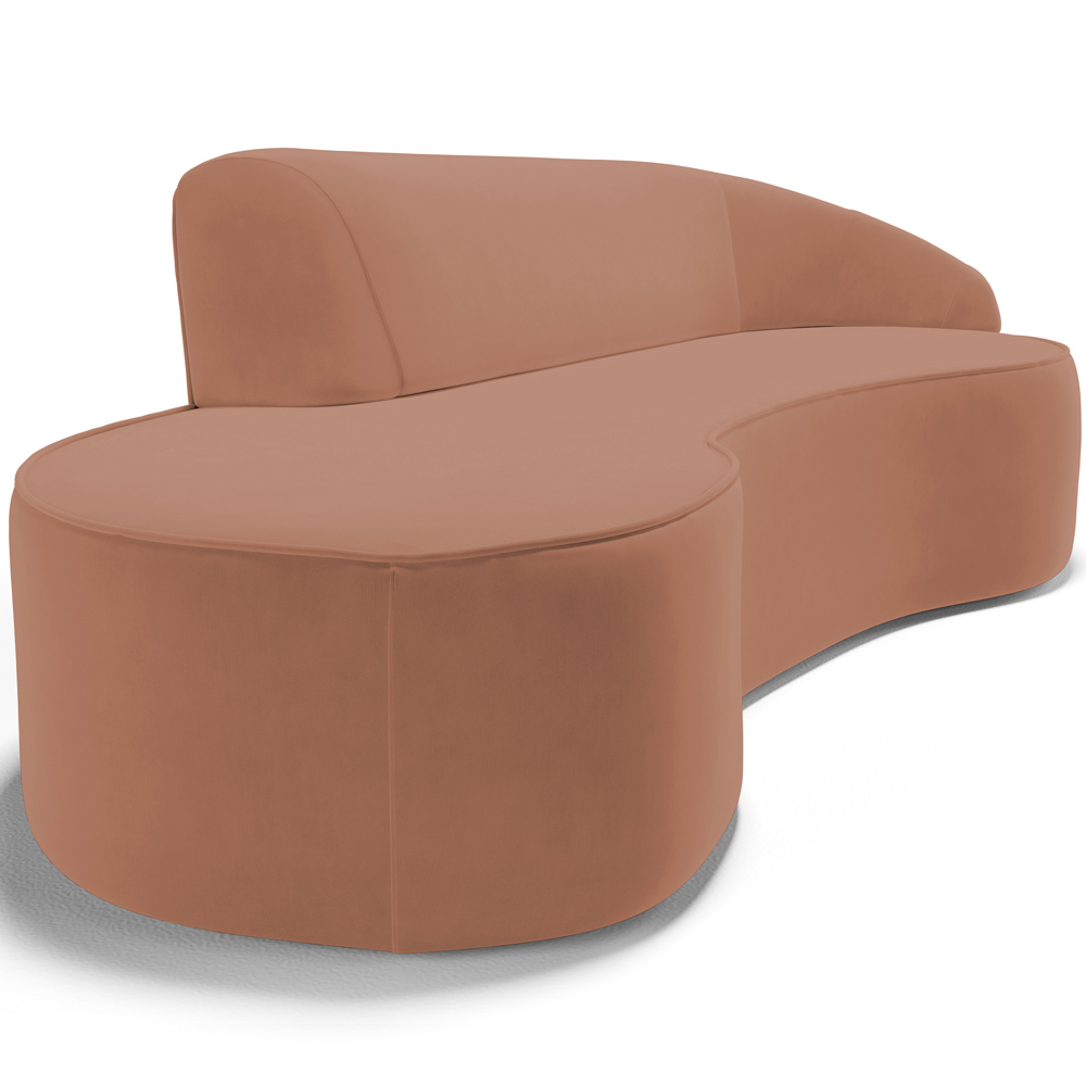 Sofá 4 Lugares Curvo Sala de Estar Living Firenze Direito D02 Veludo Marrom Canela 280 cm C-276 - Lyam