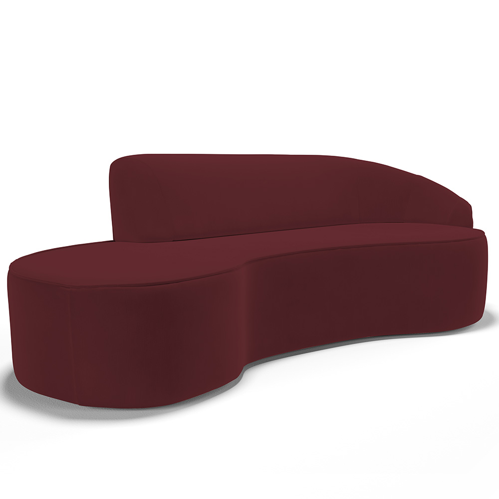 Sofá 4 Lugares Curvo Sala de Estar Living Firenze Direito D02 Veludo Marsala 260 cm C-278 - Lyam