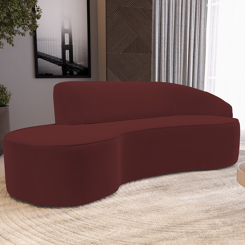 Sofá 4 Lugares Curvo Sala de Estar Living Firenze Direito D02 Veludo Marsala 260 cm C-278 - Lyam