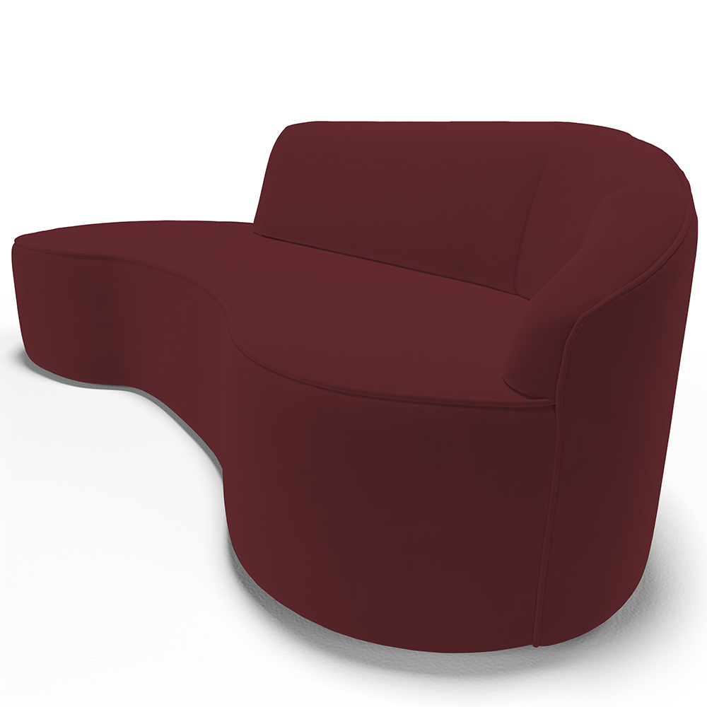 Sofá 4 Lugares Curvo Sala de Estar Living Firenze Direito D02 Veludo Marsala 260 cm C-278 - Lyam