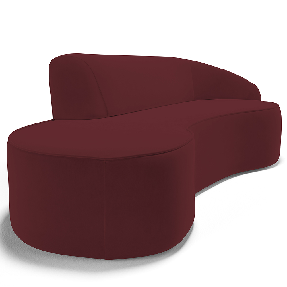 Sofá 4 Lugares Curvo Sala de Estar Living Firenze Direito D02 Veludo Marsala 260 cm C-278 - Lyam