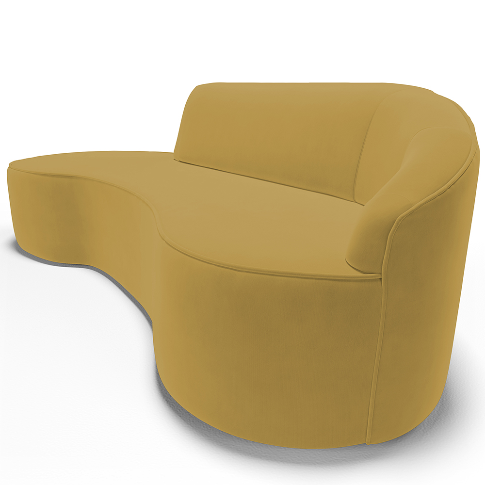 Sofá 4 Lugares Curvo Sala de Estar Living Firenze Direito D02 Veludo Mostarda 280 cm C-279 - Lyam