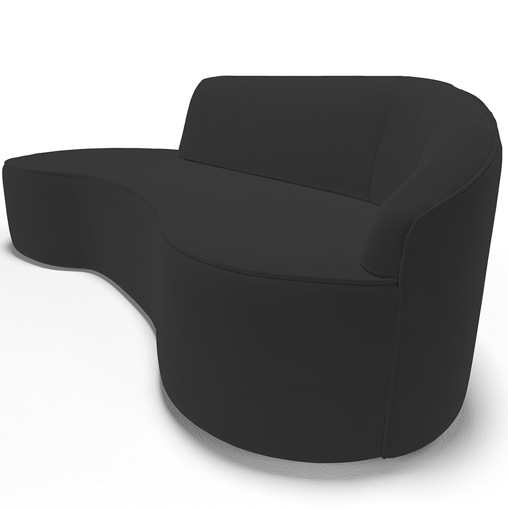 Sofá 4 Lugares Curvo Sala de Estar Living Firenze Direito D02 Veludo Preto 260 cm C-300 - Lyam
