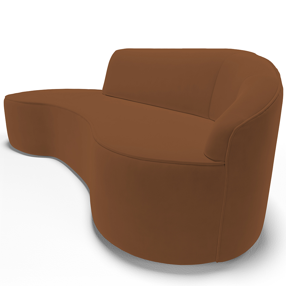 Sofá 4 Lugares Curvo Sala de Estar Living Firenze Direito D02 Veludo Telha 260 cm C-262 - Lyam