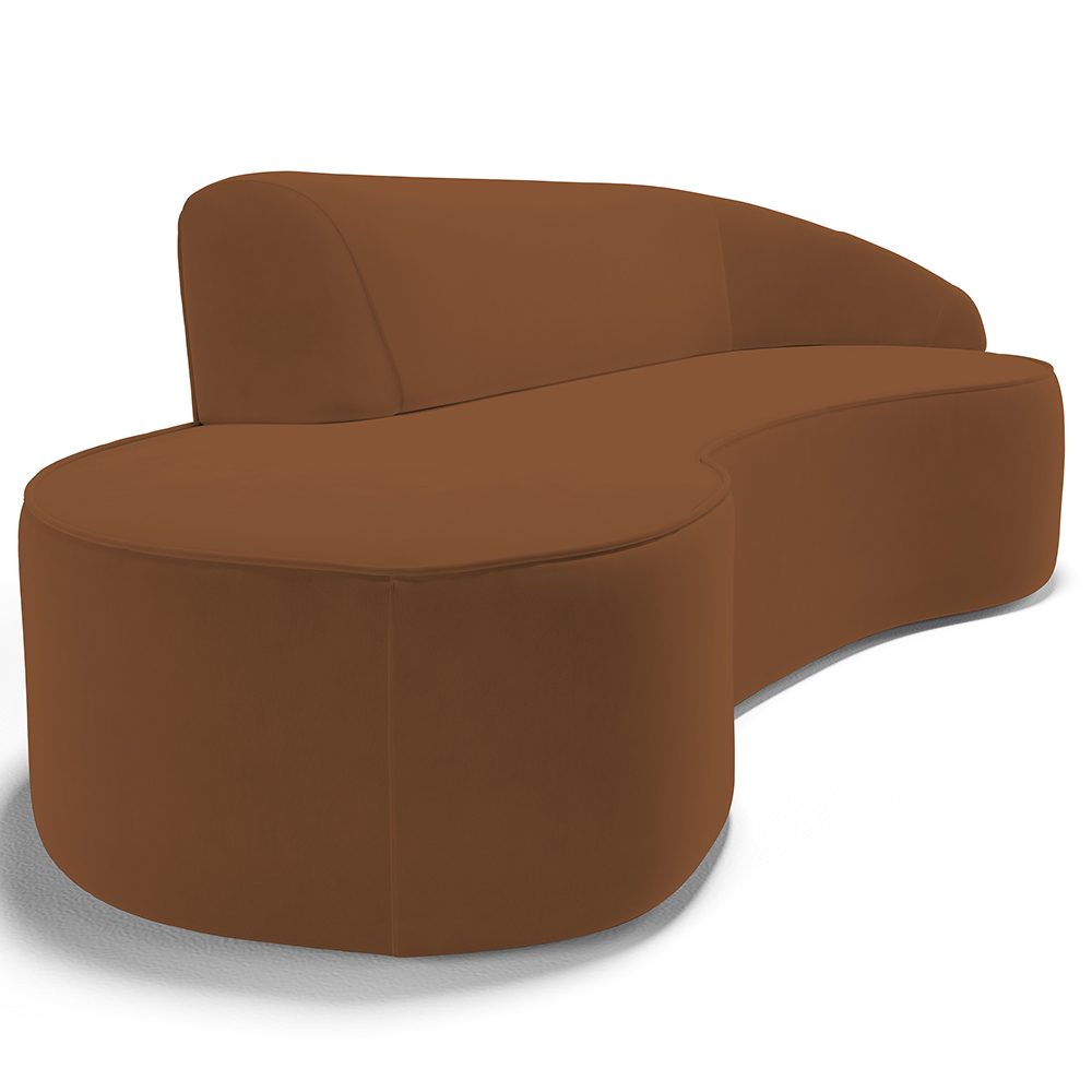 Sofá 4 Lugares Curvo Sala de Estar Living Firenze Direito D02 Veludo Telha 260 cm C-262 - Lyam