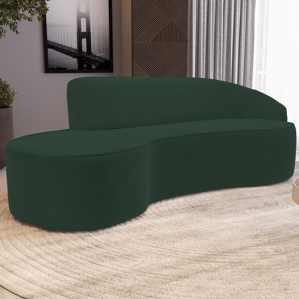 Sofá 4 Lugares Curvo Sala de Estar Living Firenze Direito D02 Veludo Verde Musgo 280 cm C-303 - Lyam
