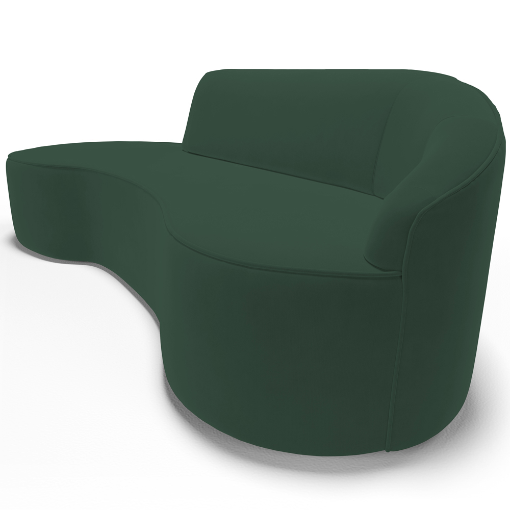 Sofá 4 Lugares Curvo Sala de Estar Living Firenze Direito D02 Veludo Verde Musgo 280 cm C-303 - Lyam