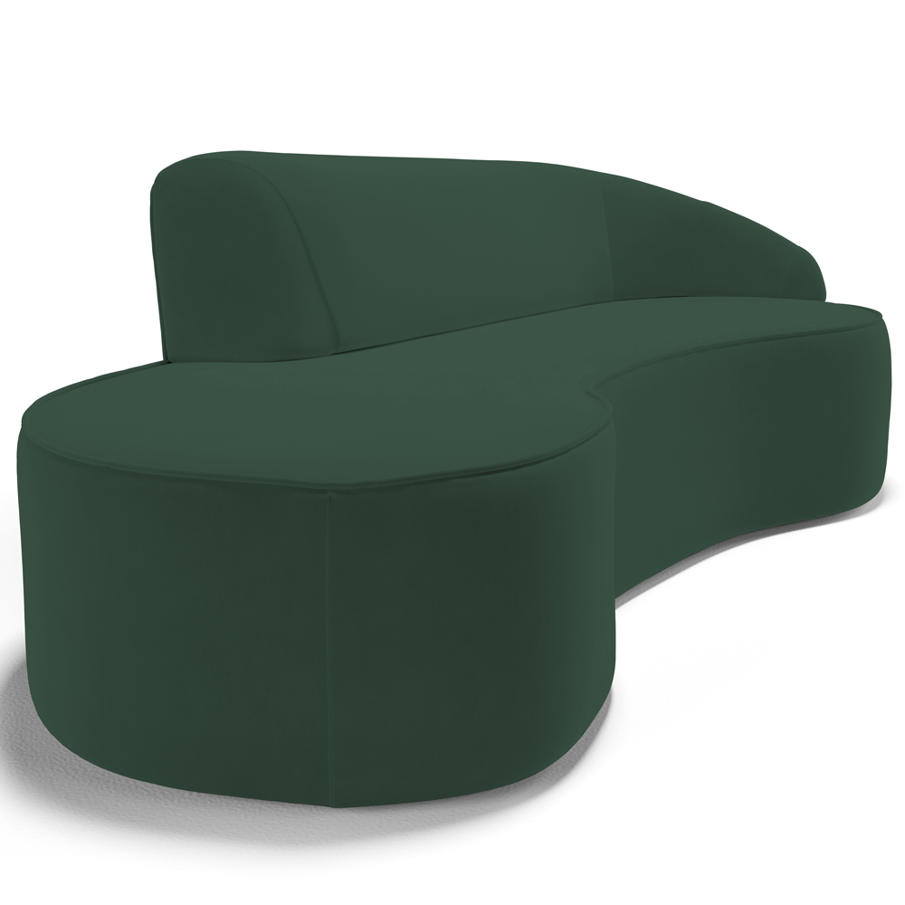 Sofá 4 Lugares Curvo Sala de Estar Living Firenze Direito D02 Veludo Verde Musgo 280 cm C-303 - Lyam