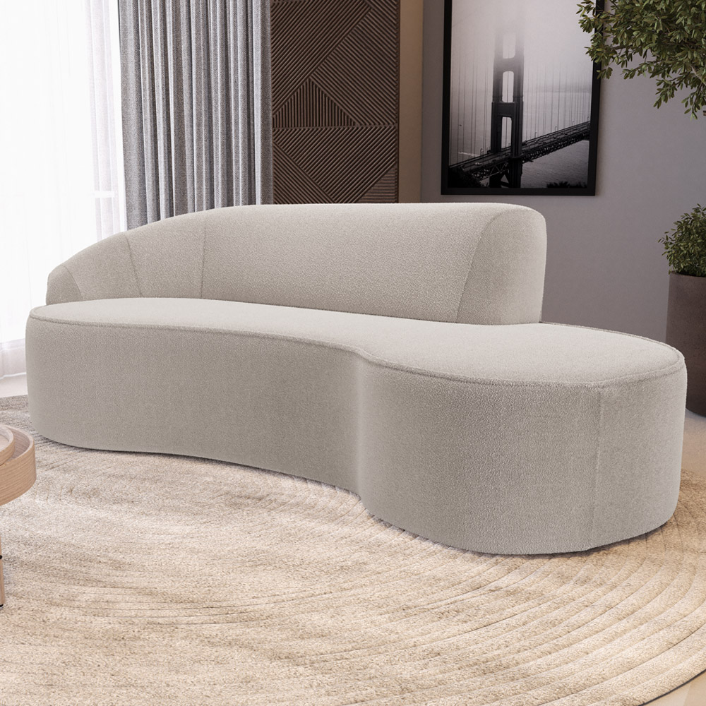 Sofá 4 Lugares Curvo Sala de Estar Living Firenze Esquerdo D02 Bouclê Bege 280 cm B-62 - Lyam