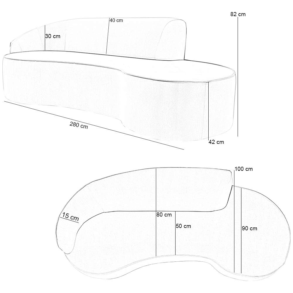 Sofá 4 Lugares Curvo Sala de Estar Living Firenze Esquerdo D02 Bouclê Bege 280 cm B-62 - Lyam