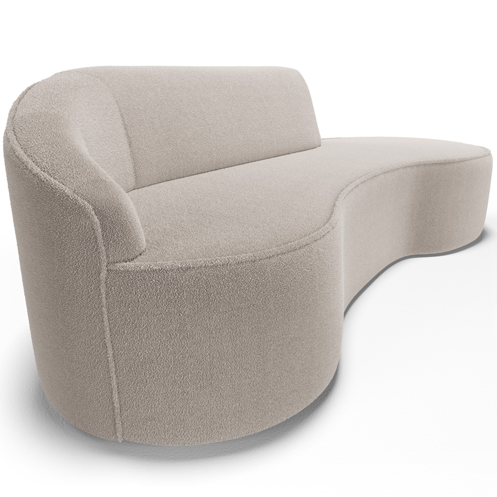 Sofá 4 Lugares Curvo Sala de Estar Living Firenze Esquerdo D02 Bouclê Bege 280 cm B-62 - Lyam