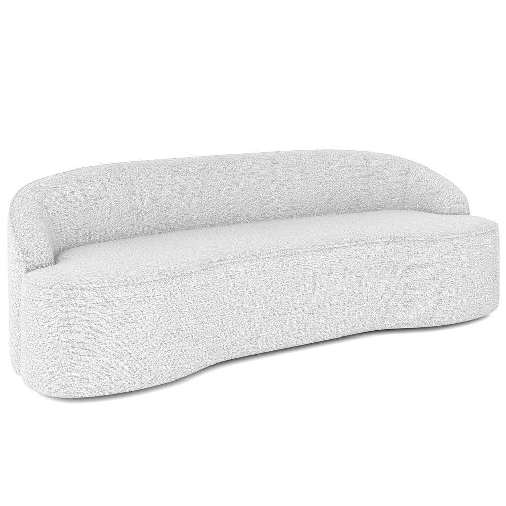 Sofá 4 Lugares Curvo Sala de Estar Living Lótus D02 Bouclê Branco 280 cm B-53 - Lyam
