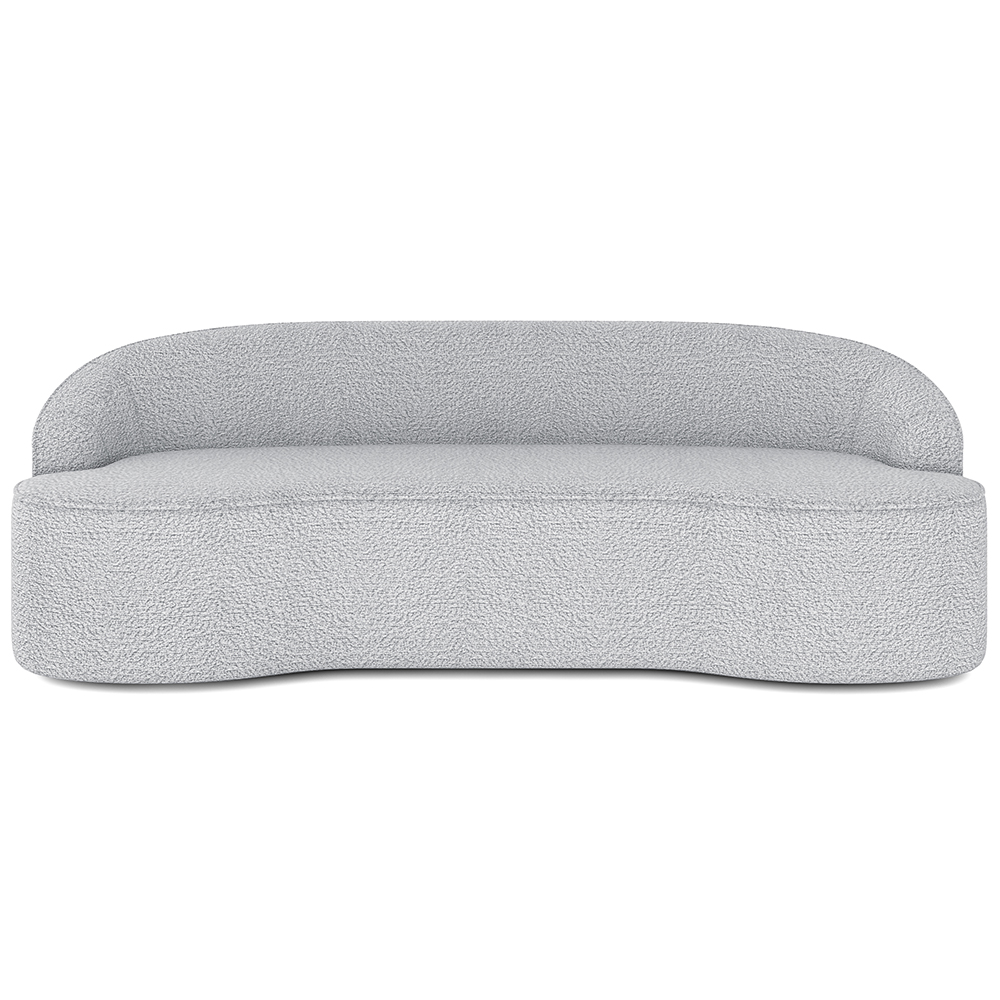 Sofá 4 Lugares Curvo Sala de Estar Living Lótus D02 Bouclê Cinza 260 cm B-56 - Lyam Decor