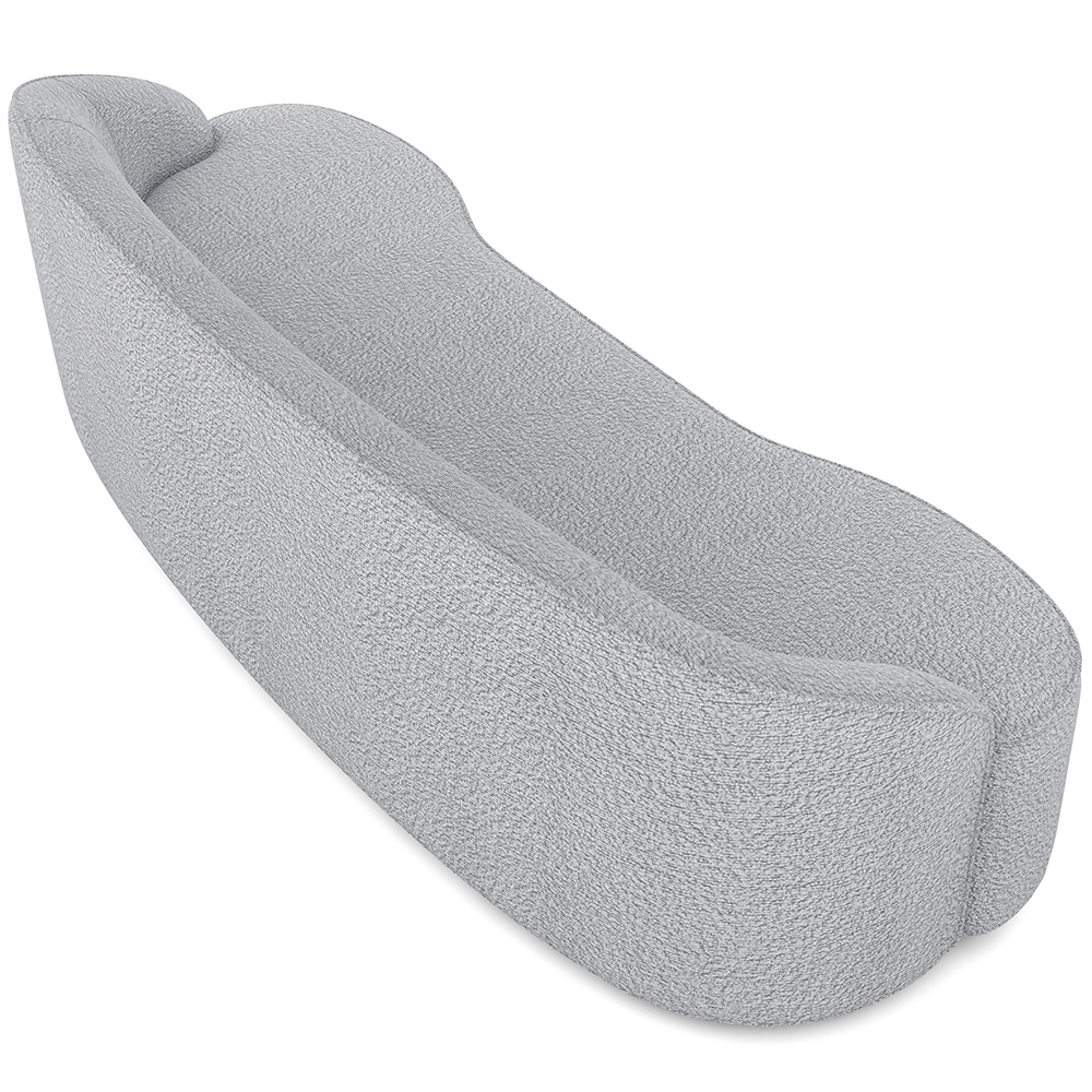 Sofá 4 Lugares Curvo Sala de Estar Living Lótus D02 Bouclê Cinza 260 cm B-56 - Lyam Decor