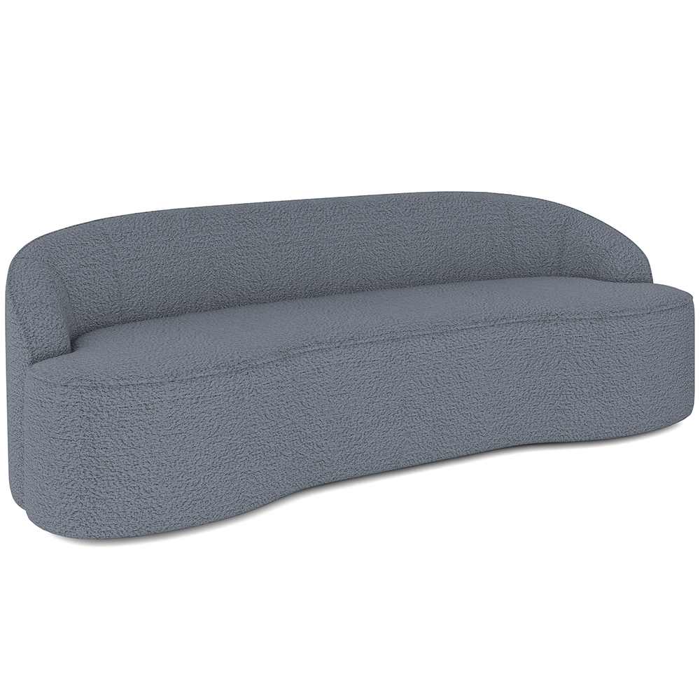 Sofá 4 Lugares Curvo Sala de Estar Living Lótus D02 Bouclê Cinza Escuro 260 cm B-64 - Lyam Decor