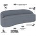 Sofá 4 Lugares Curvo Sala de Estar Living Lótus D02 Bouclê Cinza Escuro 260 cm B-64 - Lyam Decor