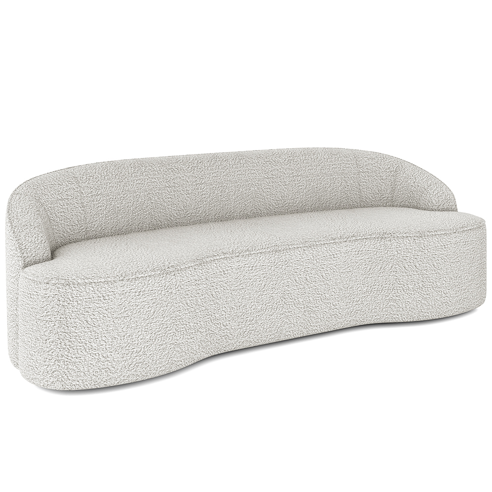 Sofá 4 Lugares Curvo Sala de Estar Living Lótus D02 Bouclê Creme 280 cm B-54 - Lyam