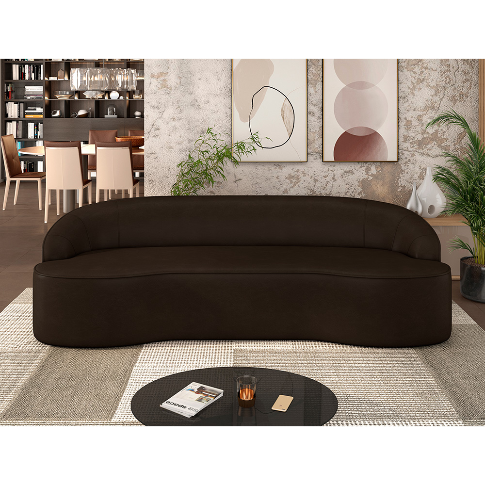 Sofá 4 Lugares Curvo Sala de Estar Living Lótus D02 Corano Marrom 260 cm B-98 - Lyam