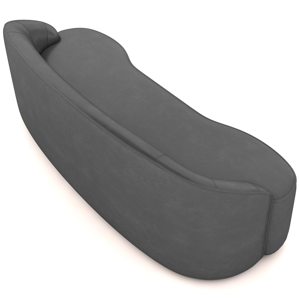 Sofá 4 Lugares Curvo Sala de Estar Living Lótus D02 Corino Cinza 280 cm C-03 - Lyam