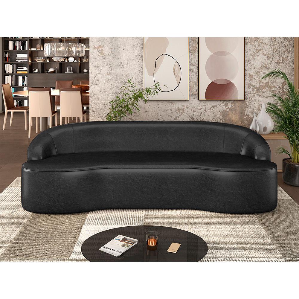 Sofá 4 Lugares Curvo Sala de Estar Living Lótus D02 Couríssimo Preto 280 cm B-159 - Lyam