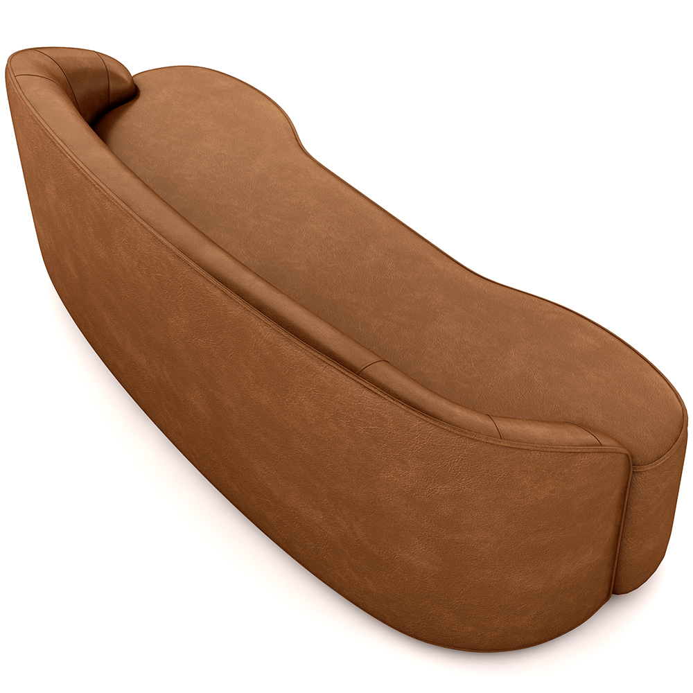 Sofá 4 Lugares Curvo Sala de Estar Living Lótus D02 Couríssimo Whisky 230 cm B-90 - Lyam Decor