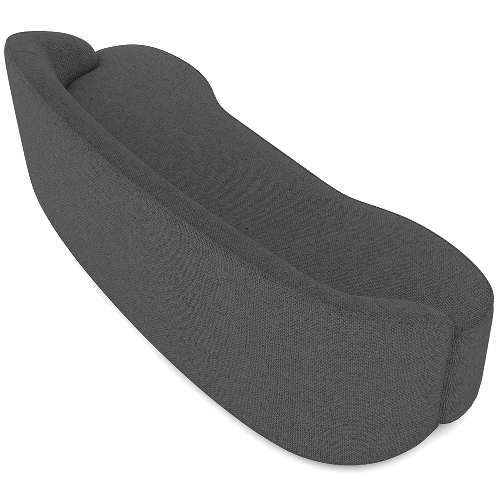 Sofá 4 Lugares Curvo Sala de Estar Living Lótus D02 Linho Cinza Escuro 230 cm C-416 - Lyam Decor