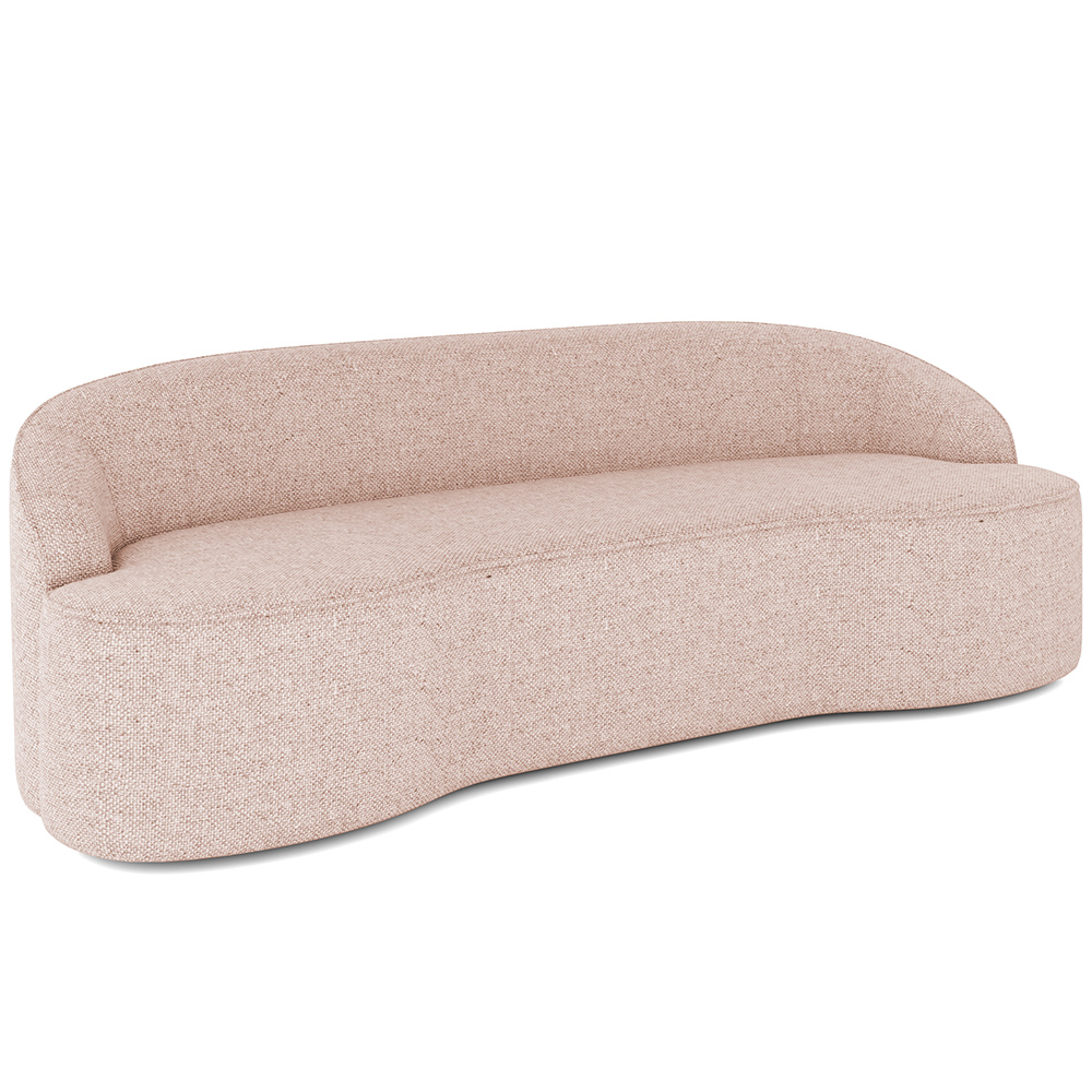 Sofá 4 Lugares Curvo Sala de Estar Living Lótus D02 Linho Rosê 260 cm C-105 - Lyam Decor
