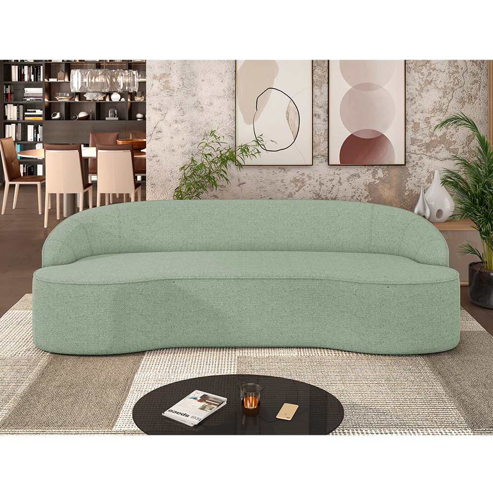 Sofá 4 Lugares Curvo Sala de Estar Living Lótus D02 Linho Verde 260 cm D-477 - Lyam Decor