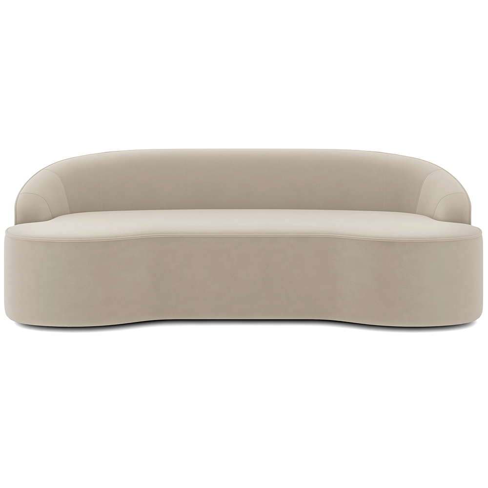 Sofá 4 Lugares Curvo Sala de Estar Living Lótus D02 Veludo Bege 260 cm C-309 - Lyam Decor
