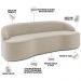 Sofá 4 Lugares Curvo Sala de Estar Living Lótus D02 Veludo Bege 260 cm C-309 - Lyam Decor