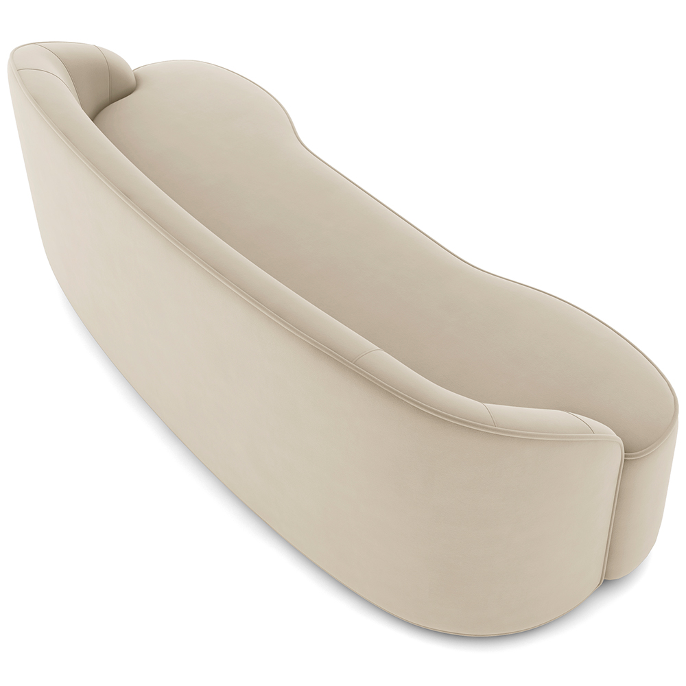 Sofá 4 Lugares Curvo Sala de Estar Living Lótus D02 Veludo Bege 260 cm C-309 - Lyam Decor