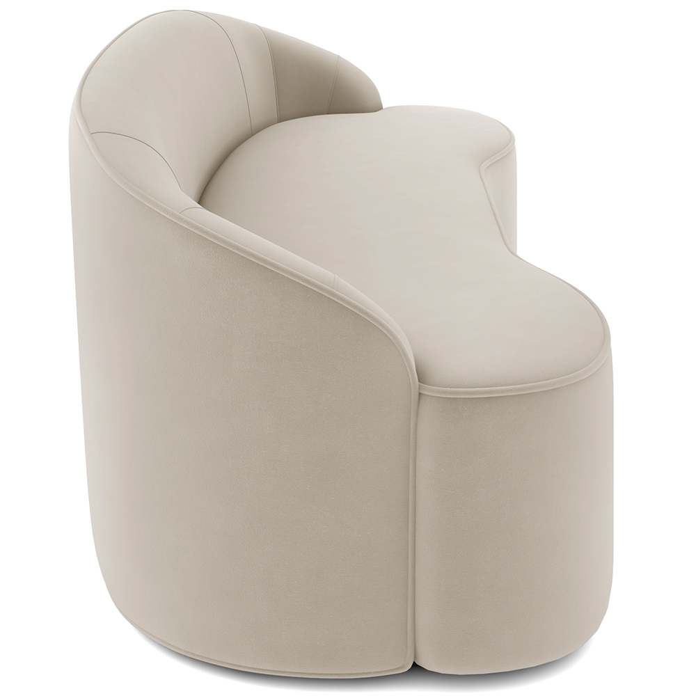 Sofá 4 Lugares Curvo Sala de Estar Living Lótus D02 Veludo Bege 260 cm C-309 - Lyam Decor