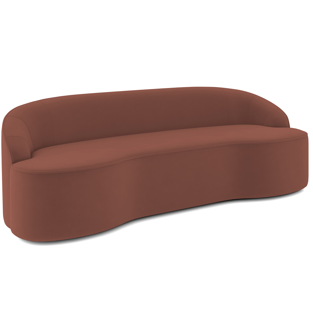 Sofá 4 Lugares Curvo Sala de Estar Living Lótus D02 Veludo Canela 280 cm C-276 - Lyam